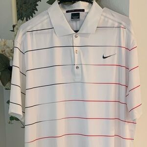 TIGER WOODS Nike Men's Polo Shirt with Black and Red Stripes NWOT